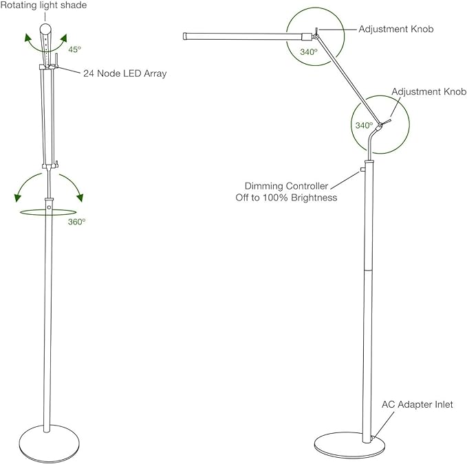 Cocoweb High Powered, dimmable, LED Floor Lamp - FLED-GPS (Black Brass) - LeafyLoom