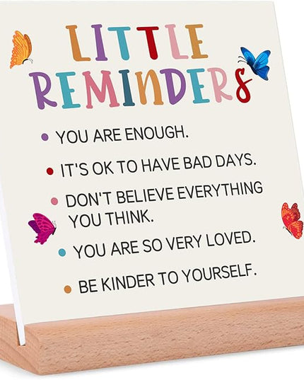 TIKTREE TIKTREE Inspirational Gifts For Women, Cheer Up Gifts for Women, Gifts for College Girls, Positive Home Office Sign With Wooden Stand for Home Office Desk Decorative Signs Plaques - LeafyLoom