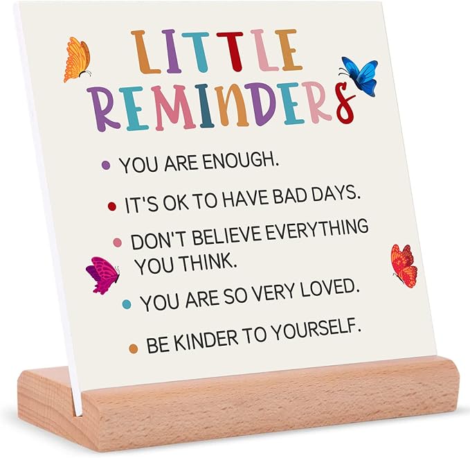 TIKTREE TIKTREE Inspirational Gifts For Women, Cheer Up Gifts for Women, Gifts for College Girls, Positive Home Office Sign With Wooden Stand for Home Office Desk Decorative Signs Plaques - LeafyLoom
