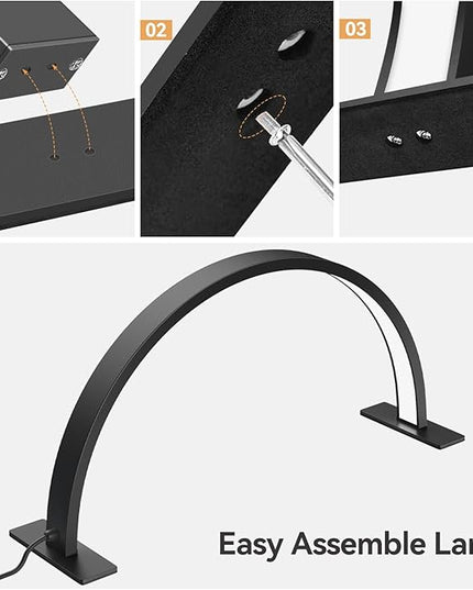 22inch Half Moon Light Nail Lamp for Desk, LED Nail Tech Lamp Lash Light for Professionals, Dimmable Lamp with Touch Controller, Color Temperature 3000K-6000K (Black) - LeafyLoom