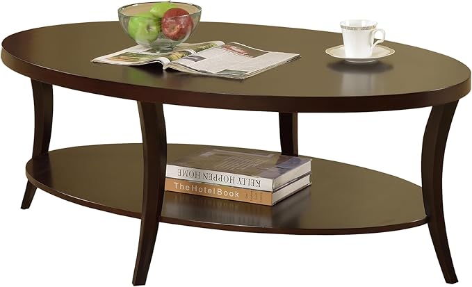 NicBex Coffee Table Wooden Coffee Table with Storage Oval Center Tables with Display Shelves Dining Table for Living Room, Dining Room, Office, and Bedroom,48" W, Espresso - LeafyLoom