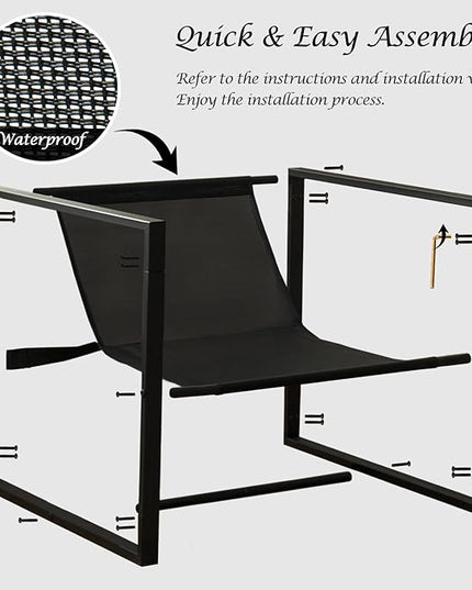 Wimarsbon Modern Accent Chair, Mid Century Sitting Chair with Sponge Cushion, Comfy and Sturdy Lounge Chair with Metal Leg for Bedroom, Living Room, Office,Easy Assembly (Chenille-Black) - LeafyLoom
