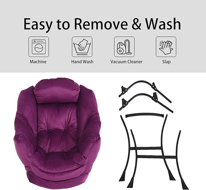 LITA Lazy Chair with Ottoman, Modern Accent Leisure Upholstered Sofa Chair, Contemporary Lounge Reading Chair with Armrests and a Side Pocket for Living Room, Bedroom & Small Space - LeafyLoom
