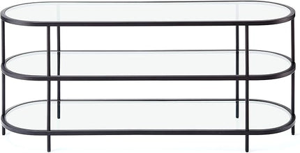 Henn&Hart Oval TV Stand for TV's up to 60" in Blackened Bronze, TV Stands for the Living Room - LeafyLoom