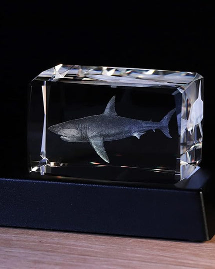 Qianwei 3D Crystals Shark Gifts for Shark lovers,Shark Decor Glass Figurine Shark Jaw Stuff Birthday for Lovers,Keepsake&Paperweight - LeafyLoom
