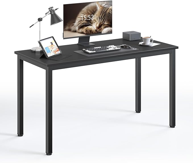 Computer Desk,55.1 inches Office Desk & Workstations for Home Office, Gaming Desk Computer Table,Modern Simple Style Laptop Table, Black - LeafyLoom