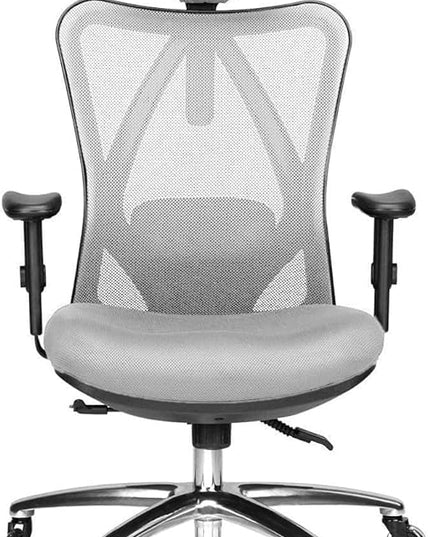 Duramont Ergonomic Office Chair with Adjustable Lumbar Support, High, Head and Arm Rests Back Pain Chairs with Breathable Mesh - Thick Seat Cushion, Reclines Desk Chair Rollerblade Wheels GREY - LeafyLoom