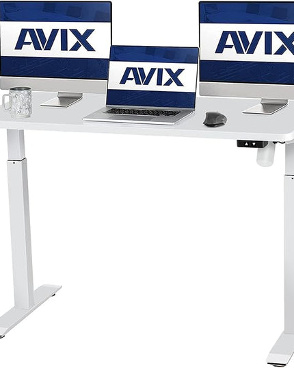 AVIX Whole Piece Electric Standing Desk, 48 x 24 Inches Height Adjustable Desk, Sit Stand Desk Home Office Desks, White - LeafyLoom