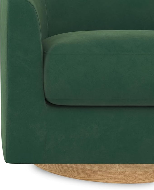 Sunny Heart Swivel Accent Chair, Velvet Swivel Barrel Chair, Swivel Club Chair with Wood Base, Modern Upholstered Armchair, Cozy Chairs for Living Room, Bedroom, Reading - LeafyLoom