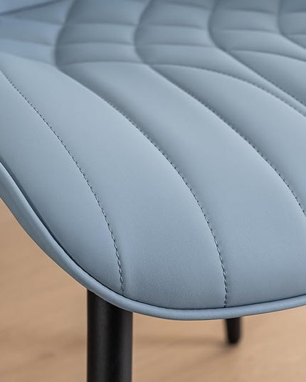 YOUNUOKE Dining Chairs Set of 2 Mid Century Modern Kitchen Chair Comfortable Upholstered Faux Leather Dinner Chairs for Kitchen Dining Room, Blue - LeafyLoom