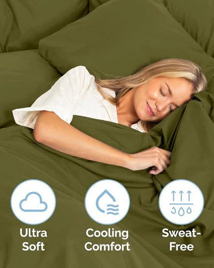 Cal King Size 4 Piece Sheet Set - Comfy Breathable & Cooling Sheets - Hotel Luxury Bed Sheets for Women & Men - Deep Pockets, Easy-Fit, Soft & Wrinkle Free Sheets - Sage Green Oeko-Tex Bed Sheet Set - LeafyLoom