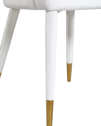 Meridian Furniture Destiny Collection Modern | Contemporary Velvet Upholstered Rounded Back Dining Chair, 23" W x 23" D x 31.5" H, Cream - LeafyLoom