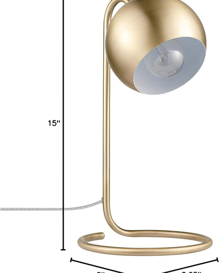 Globe Electric 52885 15" Desk Lamp, Matte Brass, White Inner Shade, Modern, Home Décor, Lamp for Bedroom, Home Office Accessories, Desk Lamps for Home Office, Desk Light, Desk Lamp White Shade - LeafyLoom