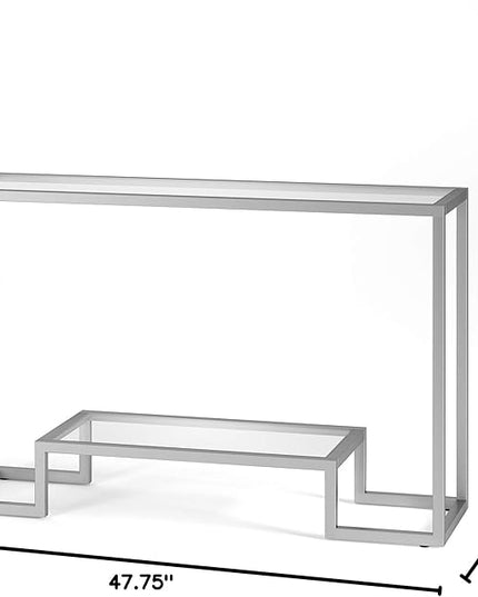 Henn&Hart 47.75" Wide Rectangular Console Table in Satin Nickel, Entryway Table, Accent Table for Living Room, Hallway - LeafyLoom