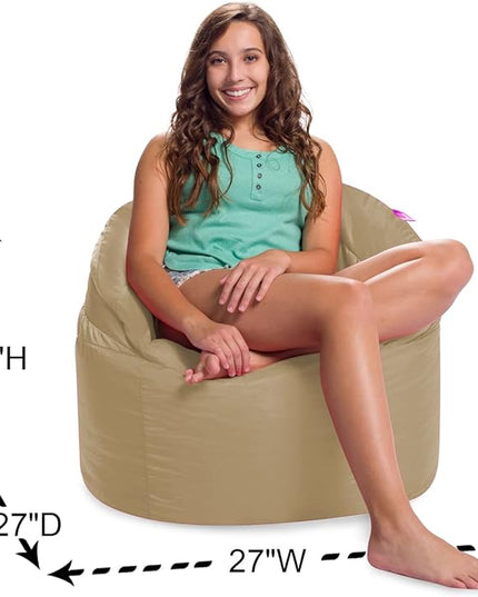 Posh Creations Structured Comfy Bean Bag Chair for Gaming, Reading, and Watching TV, Sonoma Lounge, Microsuede - Camel - LeafyLoom