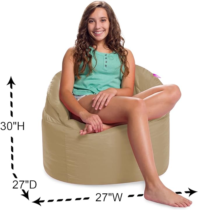 Posh Creations Structured Comfy Bean Bag Chair for Gaming, Reading, and Watching TV, Sonoma Lounge, Microsuede - Camel - LeafyLoom