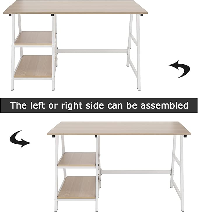 SogesHome Computer Desk 47inches Trestle Desk PC Desk with Shelf Office Desk Workstation for Home Office Use Writing Table,Maple - LeafyLoom