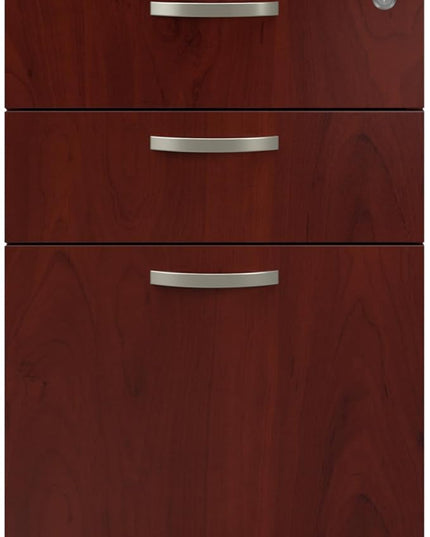 Bush Business Furniture Office in an Hour 3 Rolling File Cabinet | Mobile Under Desk Drawers for Letter, Legal, and A4-size Document Storage, Hansen Cherry - LeafyLoom