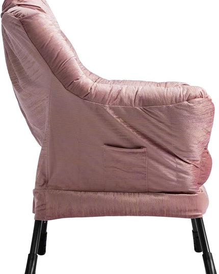 HollyHOME Modern Fabric Large Lazy Chair, Accent Oversized Comfy Reading Chair, Thick Padded Cozy Lounge Chair with Armrest, Leisure Sofa Chair for Living Room, Bedroom, Dorm, Gilding Pink - LeafyLoom
