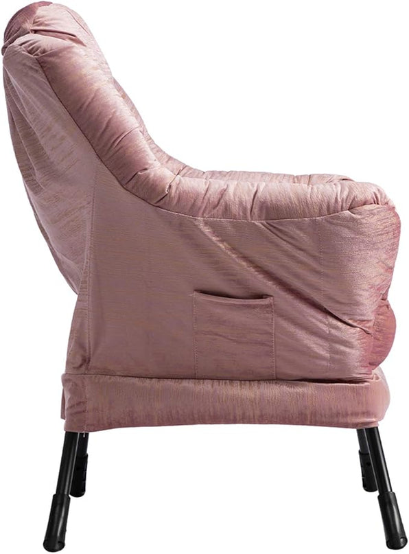 HollyHOME Modern Fabric Large Lazy Chair, Accent Oversized Comfy Reading Chair, Thick Padded Cozy Lounge Chair with Armrest, Leisure Sofa Chair for Living Room, Bedroom, Dorm, Gilding Pink - LeafyLoom