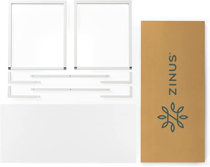 ZINUS Jennifer 55 Inch White Frame Desk / Computer Workstation / Office Desk / Easy Assembly, White - LeafyLoom
