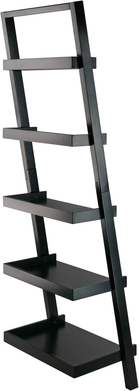 Winsome Bellamy 5-Shelf 69"H Leaning Bookcase, Black (29553) - LeafyLoom