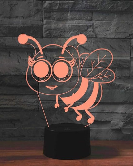 Hardworking Bee Kids Night Lights Bedroom Decor Lamp 7 Colors Change 3D Night Light Kids Optical Illusion Lamps Kids Lamp As a Gift Ideas for Students - LeafyLoom