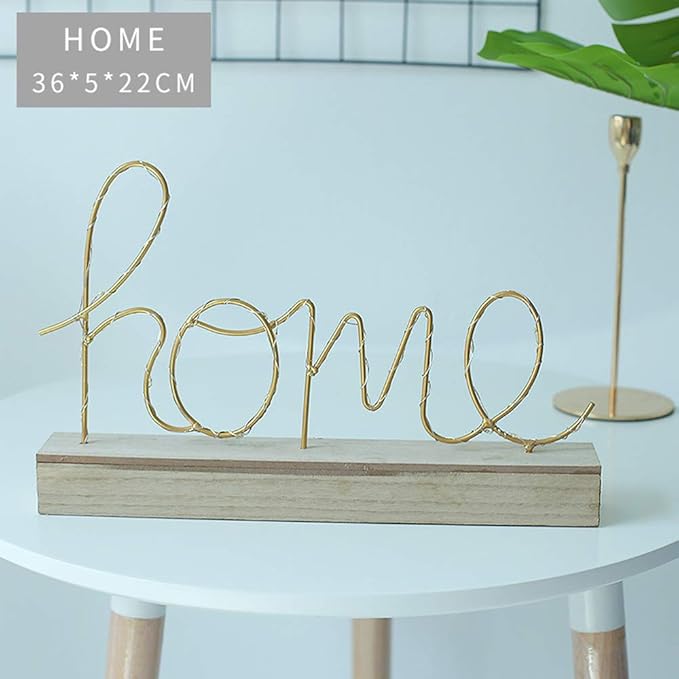 GUOCHENG home Alphabet Letter Light Battery Operated LED Table Lamps home Romantic Decorative Mood Lights Starry String Night Light, Wedding Christmas Bedroom Decor(Metal home) - LeafyLoom
