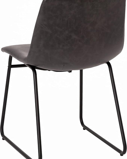 Flash Furniture Butler 18 Inch Commercial Grade LeatherSoft Dining Table Height Chair, Mid-Back Black Sled Base with Dark Gray LeatherSoft Upholstery, Set of 2 - LeafyLoom