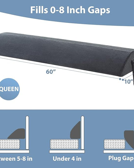 Queen Bed Wedge Pillow for Headboard Gap, Mattress Bed Gap Filler(0-8"), Between Headboard and Mattress, Triangle Headboard Pillow(Grey,Queen) - LeafyLoom
