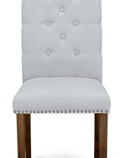 East West Furniture Antique 3 Piece Room Furniture Set Contains a Round Kitchen Table with Pedestal and 2 Grey Linen Fabric Parsons Dining Chairs, 36x36 Inch, Walnut - LeafyLoom
