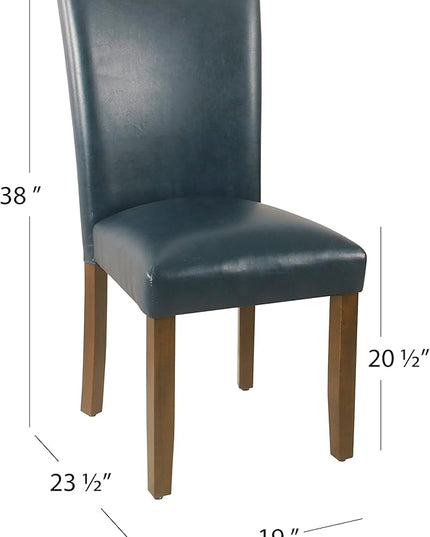 HomePop Parsons Classic Dining Chairs, Pack of 2, Dark Blue Faux Leather (Set of 2) - LeafyLoom
