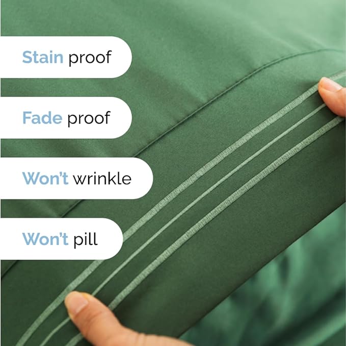 Cal King Size 4 Piece Sheet Set - Comfy Breathable & Cooling Sheets - Hotel Luxury Bed Sheets for Women & Men - Deep Pockets, Easy-Fit, Soft & Wrinkle Free Sheets - Emerald Green Oeko-Tex Bed Sheets - LeafyLoom