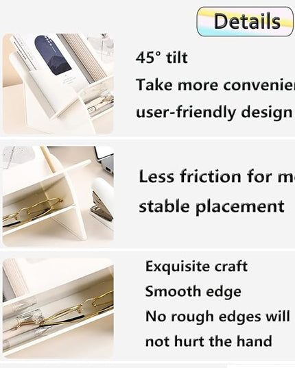 Acrylic Desktop Bookshelf, Detachable Bookcase, Clear Book Organizer, Book/CD/Magazine Rack for Office/Study Room Library/Home (White, 12.6") - LeafyLoom