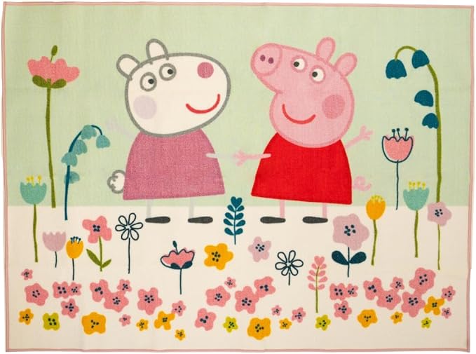 Franco Peppa Pig & Suzie Kids Room Non Slip Area Rug, 69 in x 52 in, (Official Licensed Official Product) - LeafyLoom