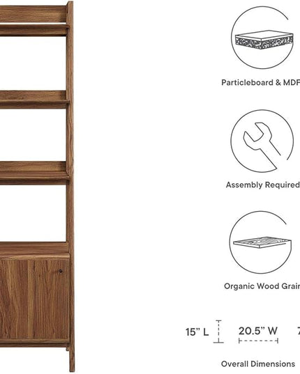 Modway 21" Bookshelf Display Case in Walnut - LeafyLoom