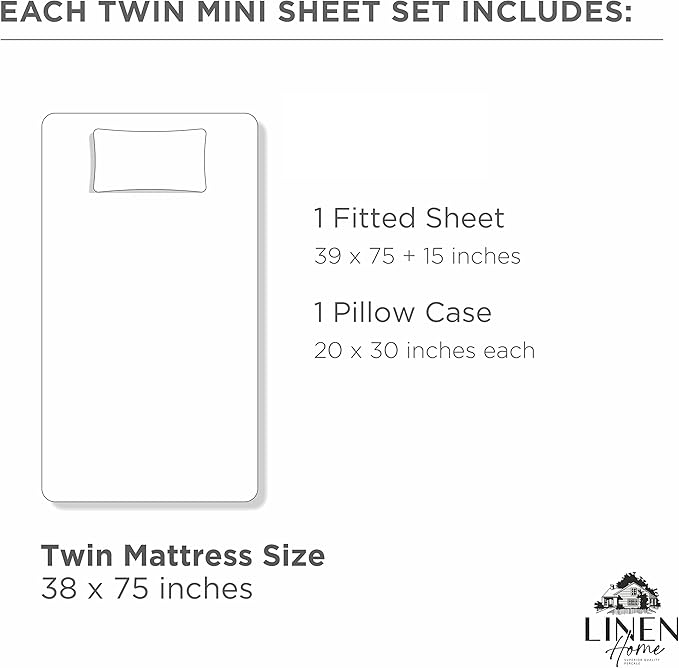 Linen Home 100% Cotton Percale Fitted Sheet Set Twin Size, White, Deep Pocket, 2 Piece - 1 Deep Pocket Fitted Sheet and 1 Pillowcase, Crisp Cool and Strong Bed Linen - LeafyLoom