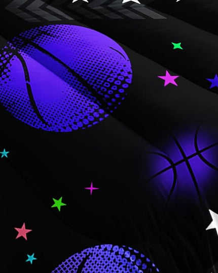 Datura home Kids Comforter Set Glowing Basketball Printed Pattern Bedding Set with 1 Comforter and 2 Pillowcases for Girls Boys Bedroom All Season(Basketball1 Twin) - LeafyLoom