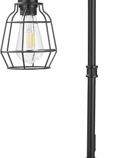 CONCA Industrial Steampunk Table Lamp, Edison Bulb, Metal, A-Black, 19.6x11.7x5.35 inches, 3 lbs, E26 Base, 800 Lumen, 120V - LeafyLoom