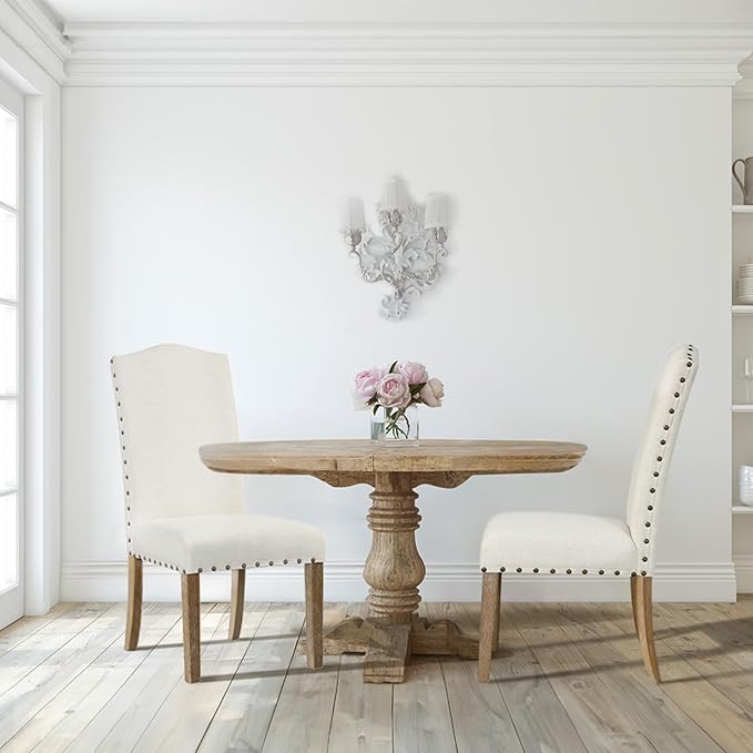 HomePop Classic Parsons Dining Chairs, Set of 2, Vanilla Cream Textured Woven (Set of 2) - LeafyLoom