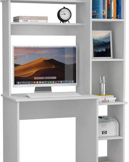 NicBex Laik-DW-00076-DX Desks, 38.7" W x 17.8" D x 63.9" H, White - LeafyLoom