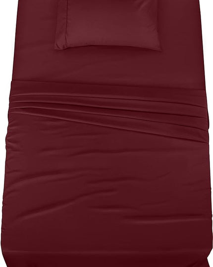 Utopia Bedding Twin Bed Sheets Set - 3 Piece Bedding - Brushed Microfiber - Shrinkage and Fade Resistant - Easy Care (Twin, Burgundy) - LeafyLoom