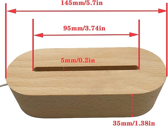 2Pack 6 inch Oval Wood Display Pedestal,Wooden Led Lights Display Base for Acrylic and Plexiglass,Wood Night LED Light Lamp Base - LeafyLoom