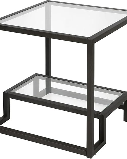 Henn&Hart 22" Wide Square Side Table in Blackened Bronze, Table for Living Room, Bedroom - LeafyLoom