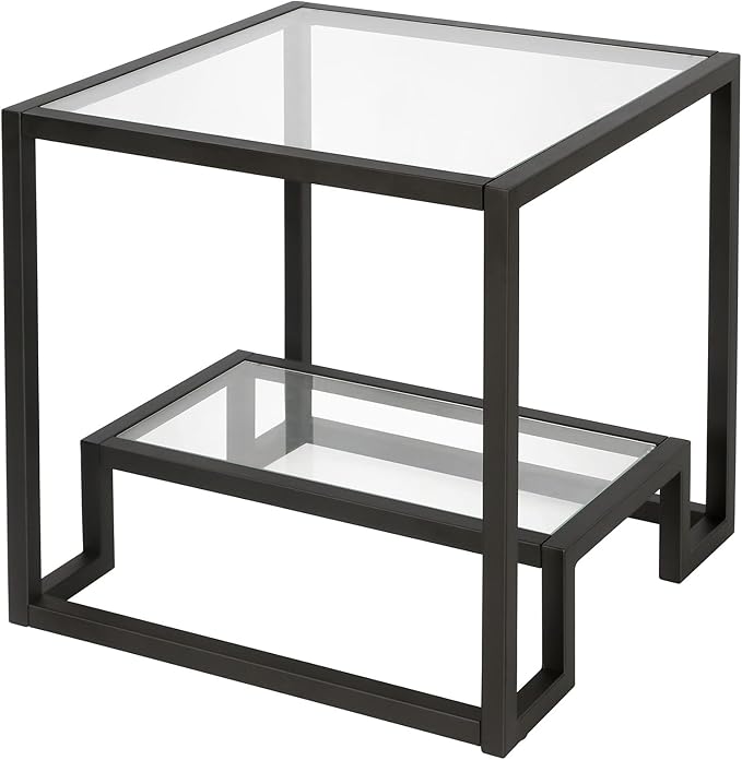 Henn&Hart 22" Wide Square Side Table in Blackened Bronze, Table for Living Room, Bedroom - LeafyLoom