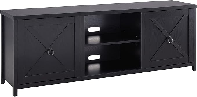 Henn&Hart Rectangular TV Stand for TV's up to 80" in Black Grain, TV Stands for the Living Room - LeafyLoom