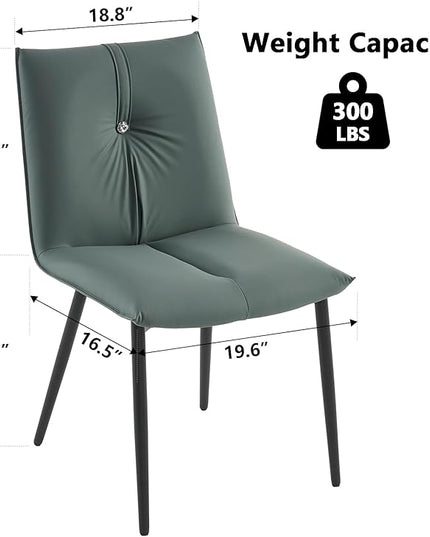 YOUTASTE Dining Chairs Set of 2 Mid Century Modern Upholstered Leather Kitchen Chairs Soft Padded Side Chairs Dinner Chairs with Metal Legs for Living Room Bedroom, Blue Gray - LeafyLoom