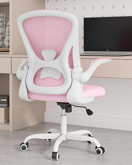 Sytas Home Office Chair Ergonomic, Mesh Desk Chair Lumbar Support, Ergonomic Computer Chair Adjustable Armrest(Pink) - LeafyLoom