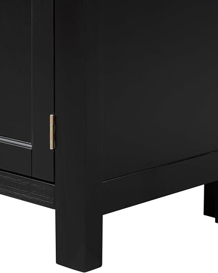 Merax Farmhouse Sideboard Buffet Cabinet with Storage, 4 Door Wood Cupboard w/Adjustable Shelves, Console Table for Kitchen, Dining/Living Room, Black - LeafyLoom