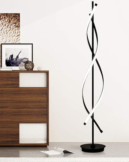 ADISUN 40W LED Remote Control Dimmable Spiral Indoor Tall Floor Lamp for Living Rooms Family Rooms Bedrooms Offices Lighting (Black) - LeafyLoom